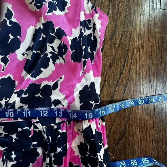 Boden Vintage Bow A Line Dress Pink and Blue Floral Print Size 10R 1186 - Picture 8 of 11